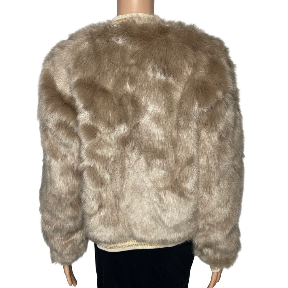 Mother The Letterman Faux Fur Bomber Jacket M Wash stroke of fortune Cozy - Picture 5 of 13